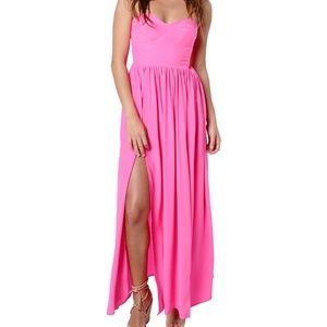 Amanda Uprichard Gisele Silk Gown in Hot Pink